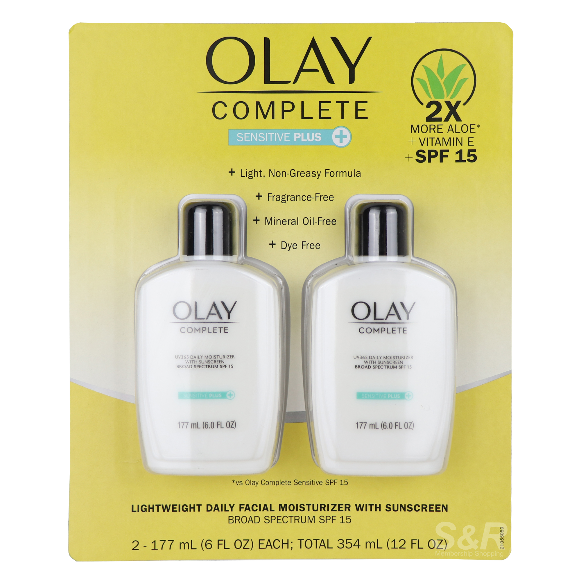 Olay Lightweight Daily Facial Moisturizer With Sunscreen 2x177mL